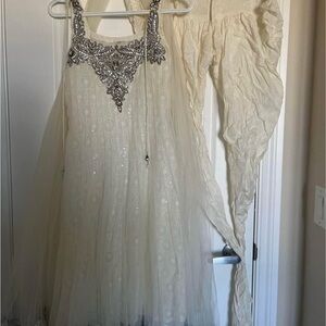 Elegant Cream Dress with Silver Embellishments
